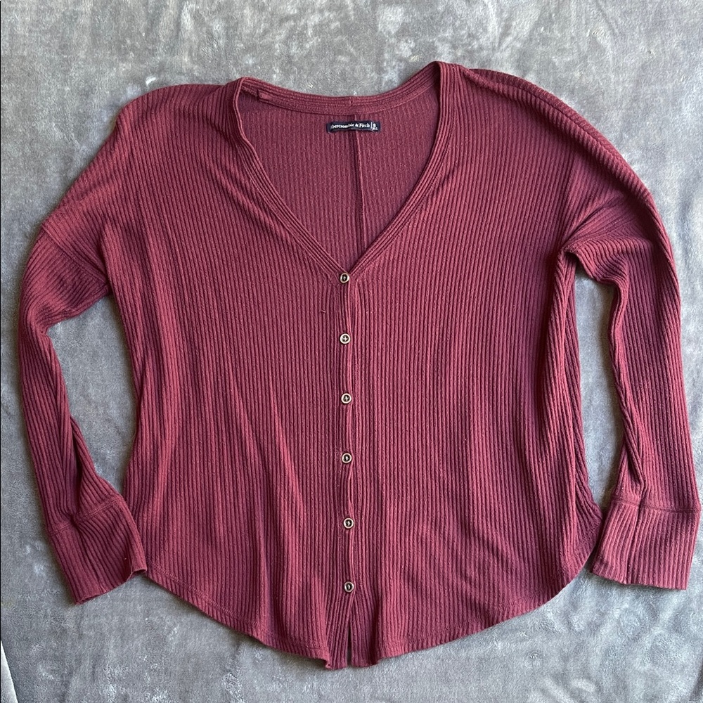 Abercrombie & Fitch Burgundy Button-Up Top